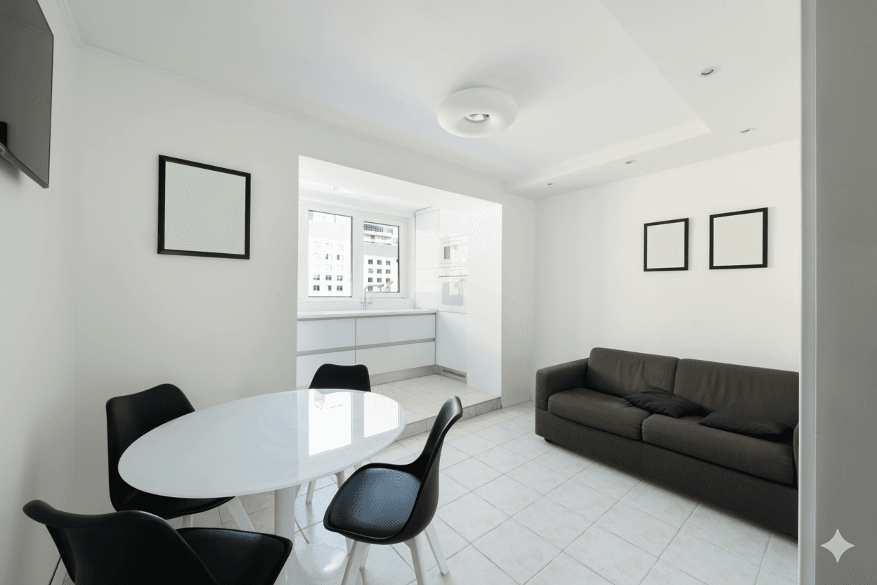 Minimally furnished living room