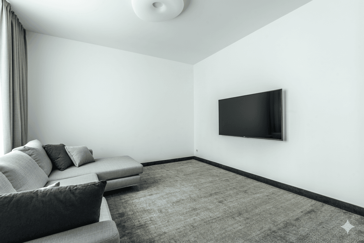 Empty room with only sectional sofa